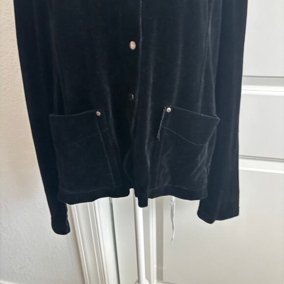 VTG Sonia Rykiel Paris Black Velour Velvet Jacket XL Button Snap Elegant - Picture 4 of 14